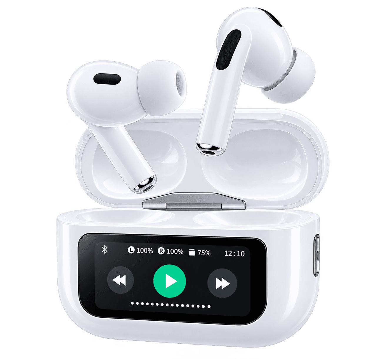 A9 Pro AirPods — Touchscreen charging case — control playback and modes from the case